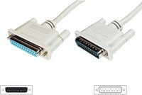 DIGITUS Serielles Datatransfer Verlängerungskabel D-Sub25 Stecker auf D-Sub25 Buchse in Weiß oder Beige - Bild 1