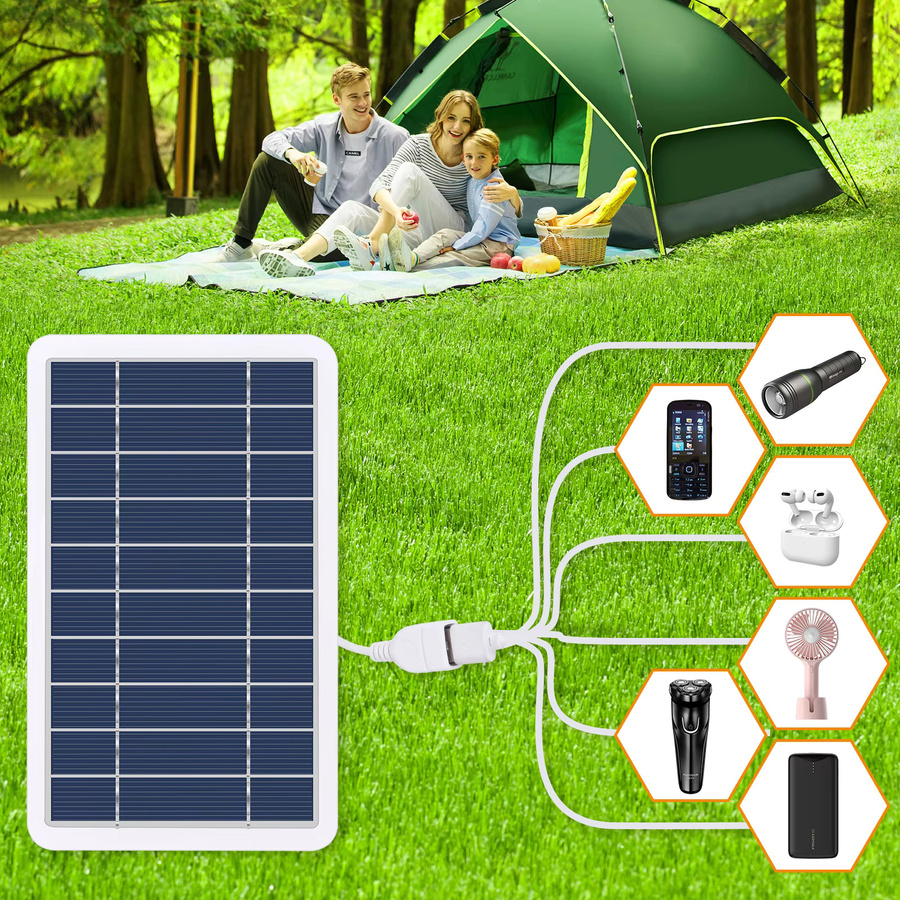 EESBAO Multifunktionales Solarpanel mit USB-A Anschluss für Mobiltelefone und Powerbanks, ideal für Outdoor, Camping und Wandern - Bild 2