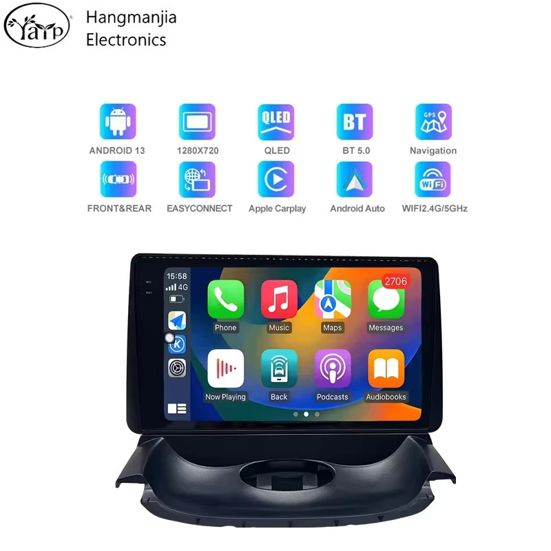 Android 13 Autoradio mit drahtlosem CarPlay und Android Auto für Peugeot 206 (2004-2008) und Citroen C2 (2006-2013), Schwarz - Bild 3