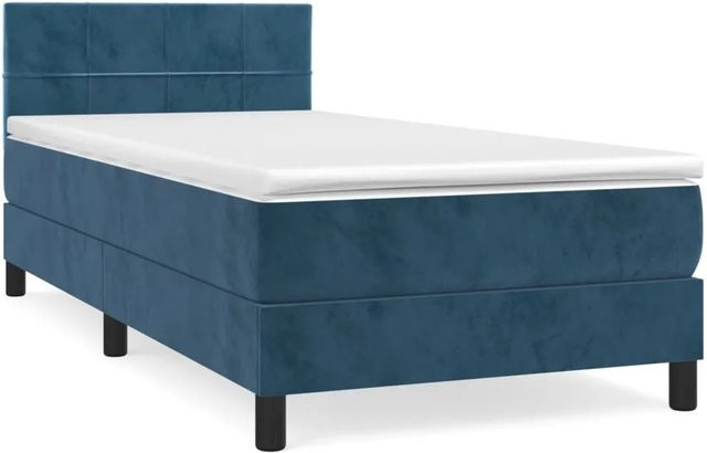 vidaXL Boxspringbett Hybrid mit Matratze Dunkelblau Samt B/T/H: 90 x 200 cm - Bild 1