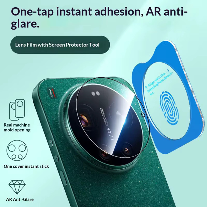 Xiaomi 17 Ultra Kameralinsen-Schutzfolie aus Glas mit Installations-Locator in Schwarz und Transparent - Bild 4