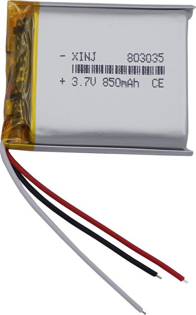 XINJ Li-Ion Akku 850 mAh 3,7 V für Bluetooth Lautsprecher, GPS und Kopfhörer, Modell 803035 - Bild 1
