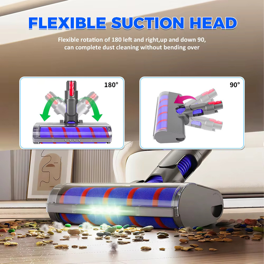Dyson Bürstenkopfteil mit LED-Licht und Direktantrieb für V7 V8 V10 V11 V15 Staubsauger, weiche Rollenbürste für Bodenreinigung - Bild 5