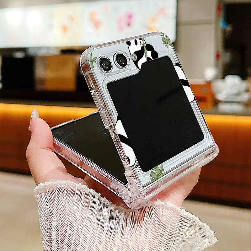 Transparente faltbare Handyhülle mit Panda-Muster für Samsung Galaxy Z Flip (kompatibel mit Z Flip 8, 7 FE, 6, 5, 4, 3) - Bild 6