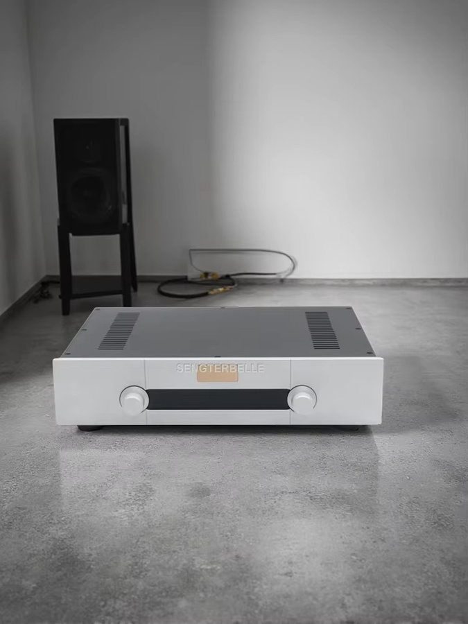 SENGTERBELLE HiFi Vollaluminium-Vorverstärkergehäuse mit Lautstärkeregler, Schwarz, B/T/H: 430 x 90 x 308 mm - Bild 3
