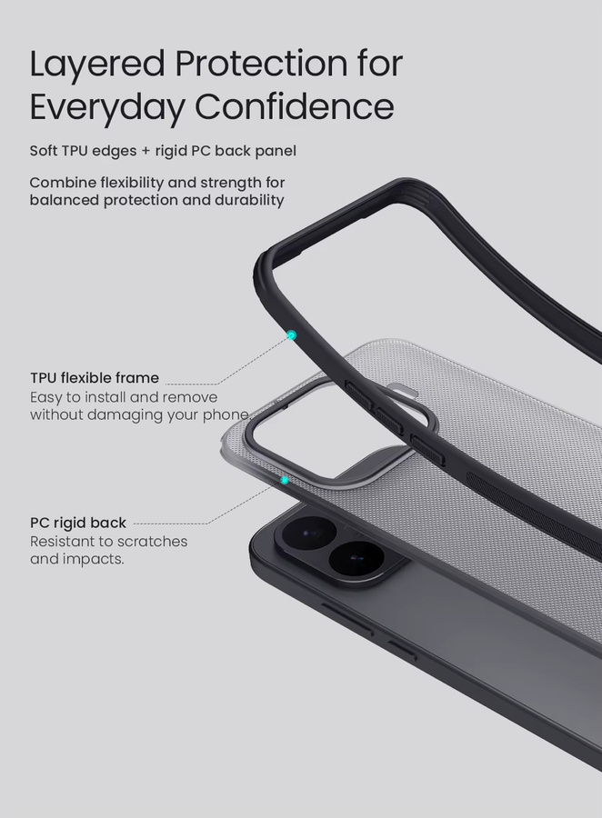 NILLKIN Frosted Shield Pro Schutzhülle für Xiaomi 17T und 17T Pro aus TPU und PC in Schwarz - Bild 2