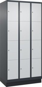 C+P Schließfachschrank Classic PLUS mit Sockel, 3 Abteile, Grau/Lichtgrau, B/T/H: 90 x 50 x 195 cm - Bild 1