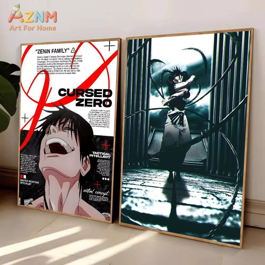 AZNM Jujutsu Kaisen Toji Fushiguro Leinwand-Wandkunst im Cursed Zero-Stil, ungerahmtes Poster, Mehrfarbig - Bild 4
