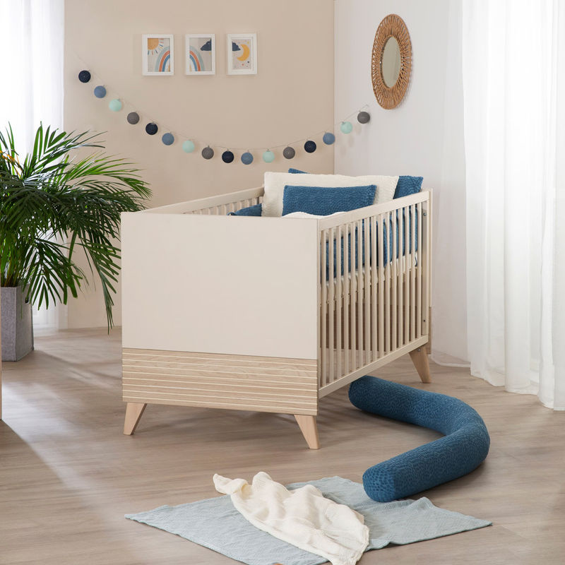 Roba Babybett Sidney in Weiß und Beige mit Eichenoptik, B/T/H: 70 x 140 x 82 cm - Bild 2