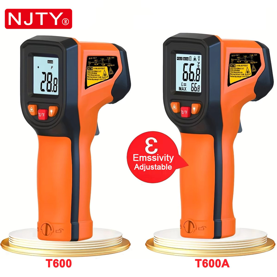Njty T600 T600A Infrarot-Thermometer Laser-Temperaturpistole Digitales Pyrometer mit LCD-Anzeige in Orange - Bild 2