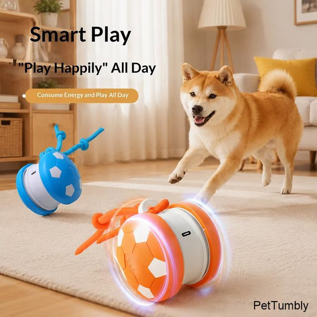 PetTumbly Intelligenter interaktiver Hundespielball, mit Doppelrad, elektrisch, USB-aufladbar - Bild 1