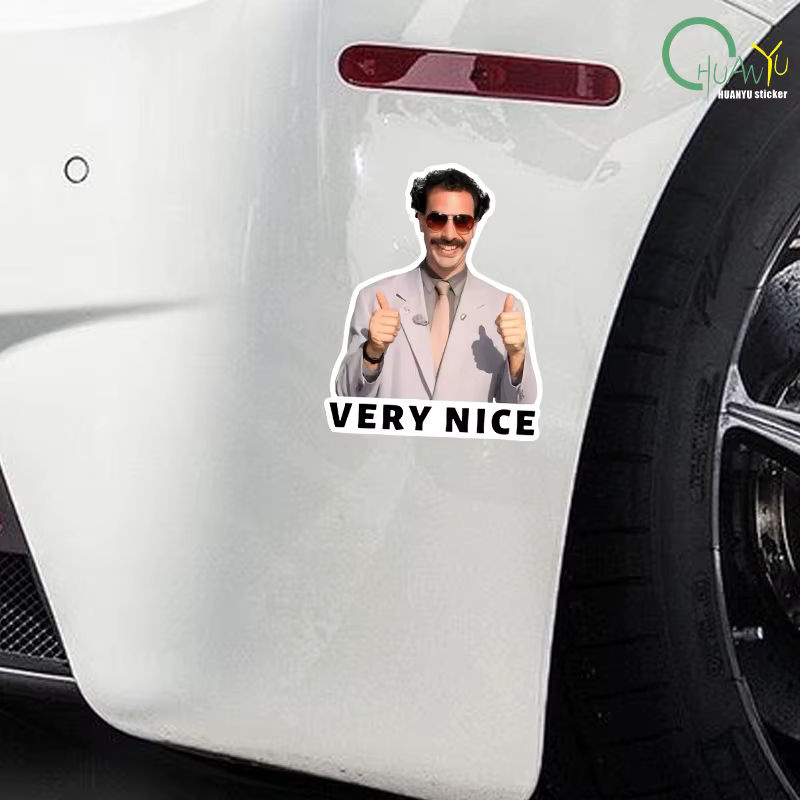 Borat Lustige Cartoon Aufkleber Mehrfarbig für Stoßstangen, Wasserflaschen und Gepäck B: 11,8 cm, H: 11,8 cm, T: 11,8 cm - Bild 4