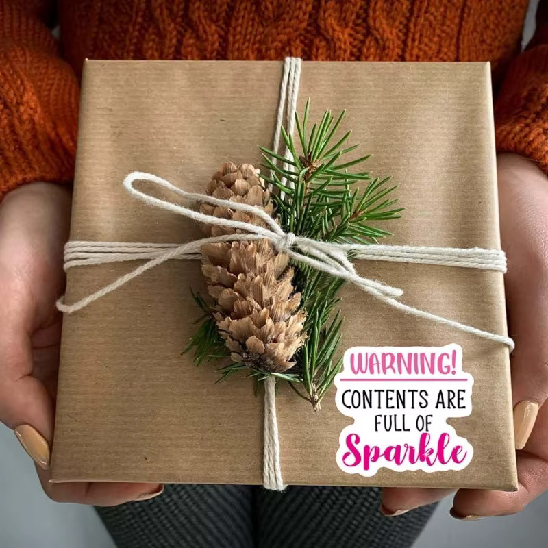 120 Stück Glitzernde Happy Mail Dankesaufkleber für kleine Unternehmen, Weiß, Durchmesser: 3,8 cm - Bild 4