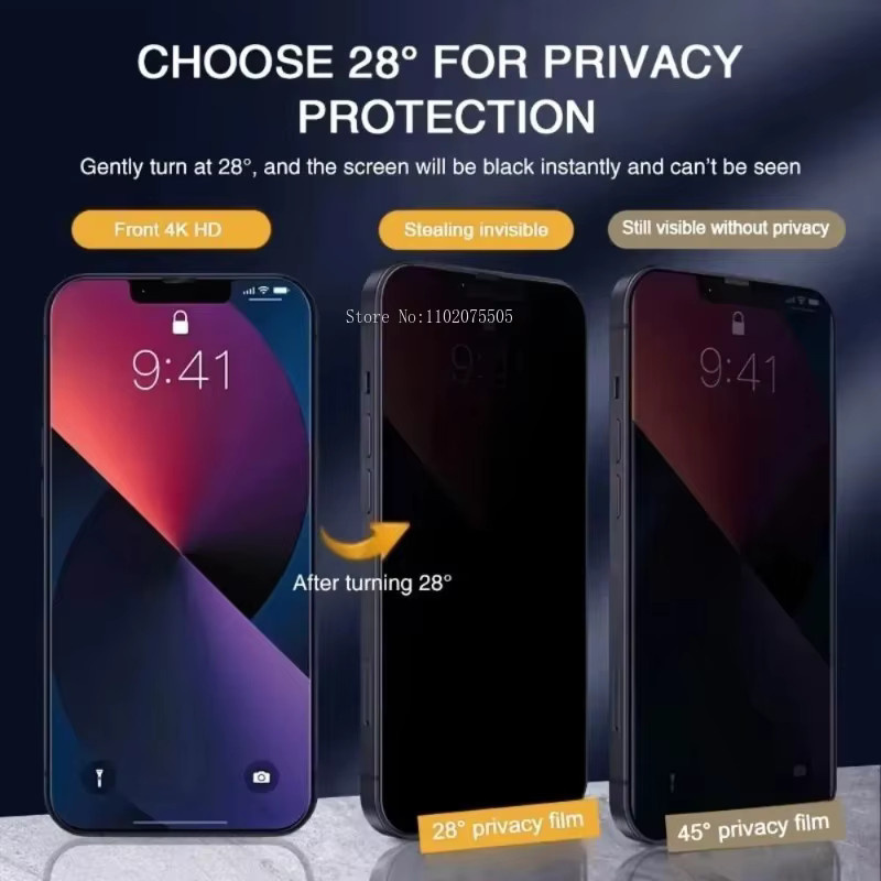 3 Stück HKXC Anti Spy Hydrogel Displayschutzfolie Full Cover für iPhone 11 bis iPhone 17 Pro Max, transparent - Bild 5