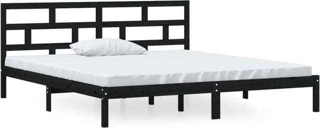 vidaXL Massivholzbett aus Kiefer in Schwarz, B/T/H: 140 x 190 cm - Bild 1