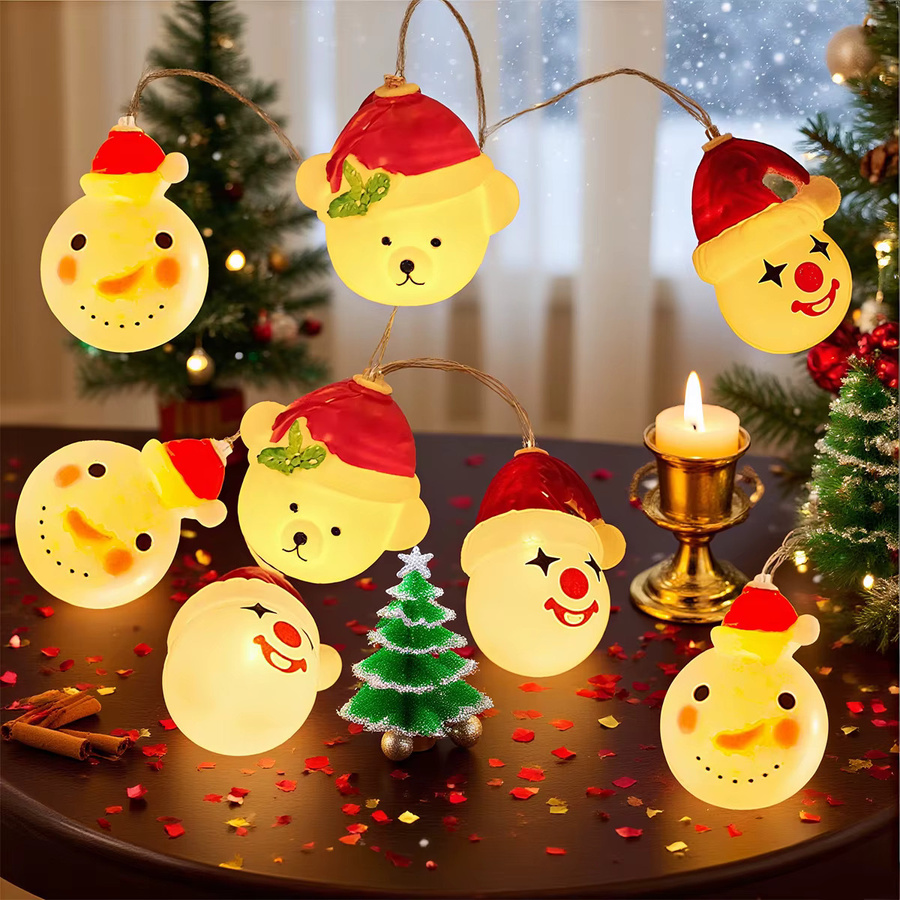 Peach Forest LED Lichterkette mit Schneemann, Joker und Bär für Weihnachtsbaum und Party, batteriebetrieben, mehrfarbig - Bild 4