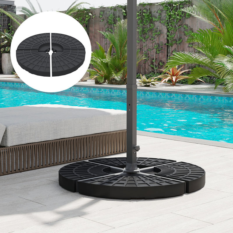 Sonnenschirmgewicht Outsunny aus HDPE in Schwarz mit 52 kg Wasser oder 68 kg Sand für stabilen Halt - Bild 2