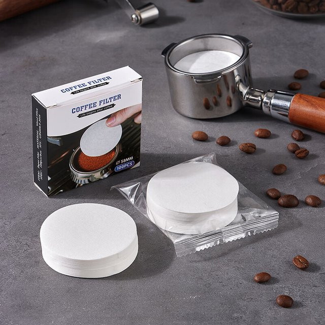 100 Blatt runde Kaffeefilter aus Papier für Siebträgerkörbe und Moka-Töpfe, Durchmesser: 51 mm, 53 mm und 58 mm - Bild 1