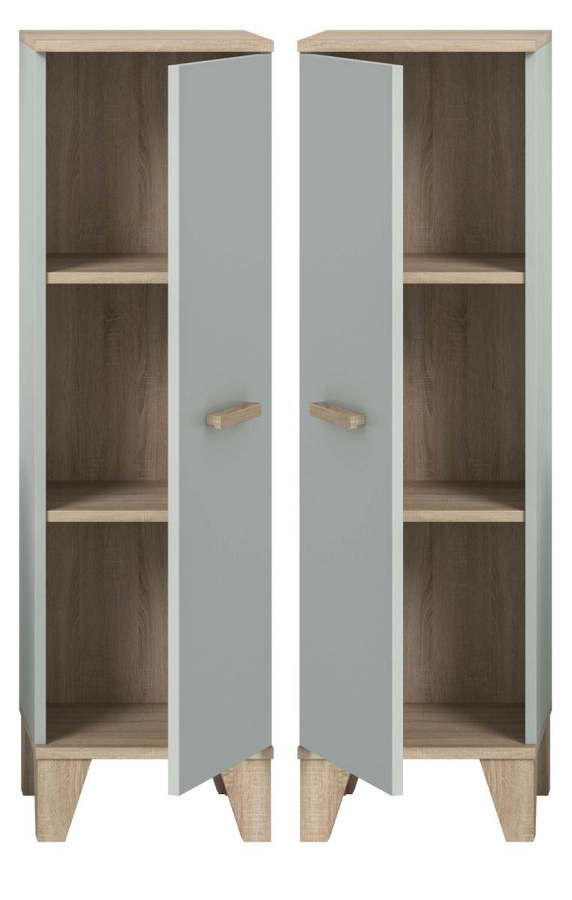 Badezimmer Midischrank Luna in Grün und Eiche, B/H: 34 x 116 cm - Bild 3