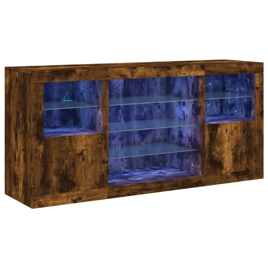 vidaXL Sideboard modern in Räuchereiche mit integrierter LED-Beleuchtung, B/T/H: 142,5 x 37 x 67 cm - Bild 2