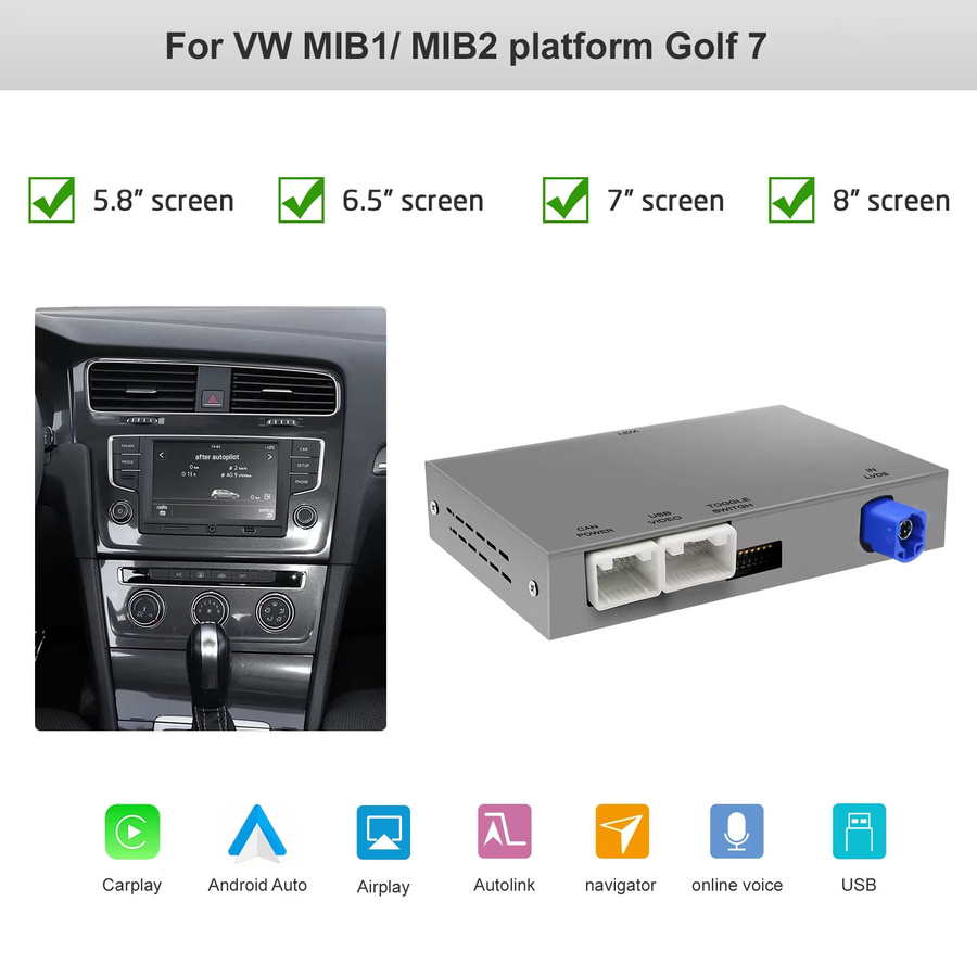 Drahtloses CarPlay und Android Auto Interface Modul für VW Volkswagen Skoda Octavia A5 Golf 7 Polo Passat B8 mit Mirror Link und MIB/MIB2 Unterstützung - Bild 2