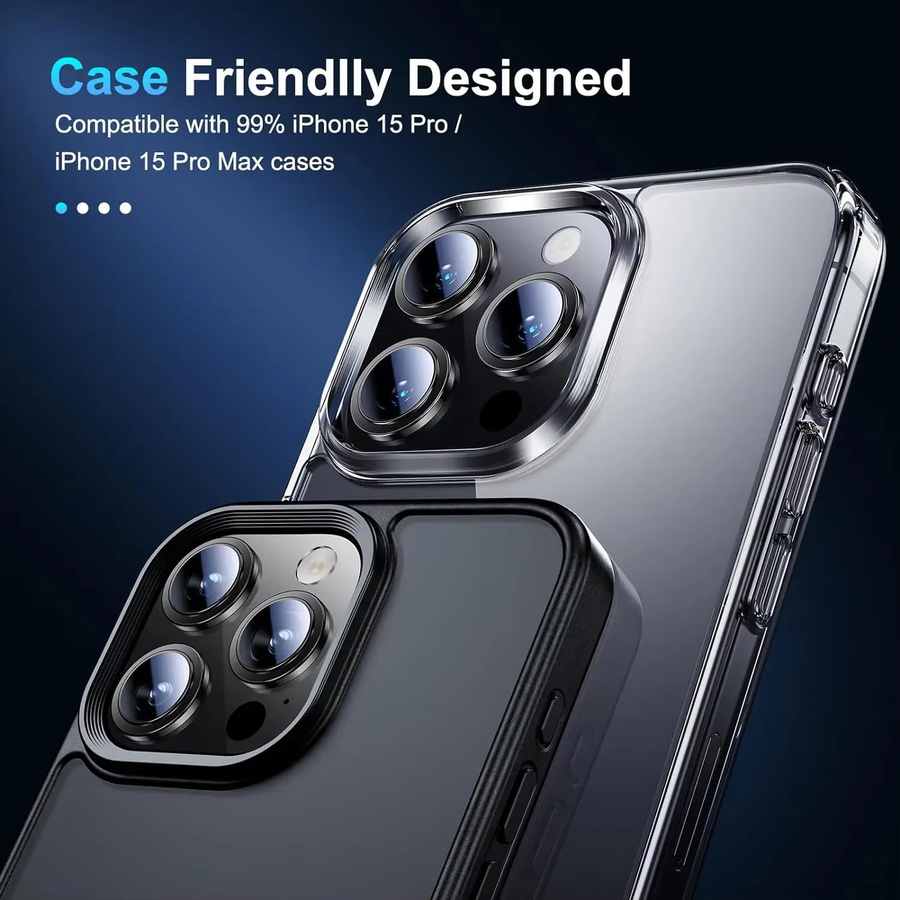 Gtey Kameraobjektivschutz aus gehärtetem Glas für iPhone 15 Pro Max 14 Plus 13 16 17 Pro in Grau und Silber - Bild 2