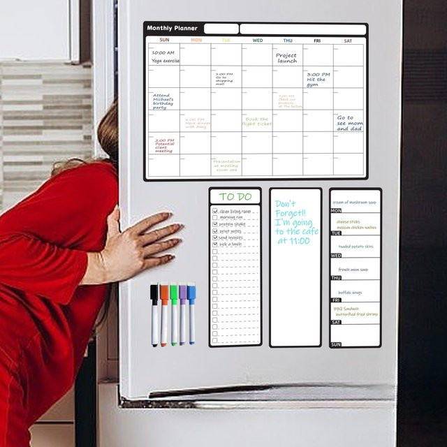 Magnetischer Monatskalender für den Kühlschrank mit 6 extra feinen Markern, 2er-Set, Farbe: Weiß - Bild 1