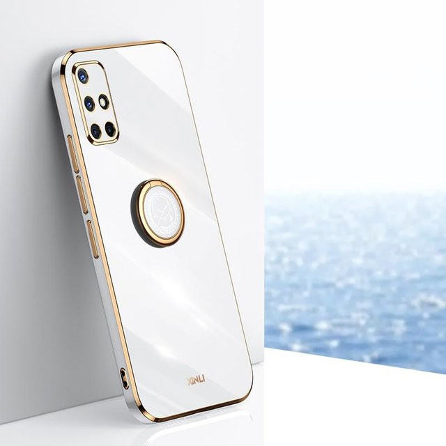 Samsung Luxus Handyhülle mit quadratischer Beschichtung und Ringhalter für Galaxy A71 und Galaxy A51 4G/5G in Weiß - Bild 1