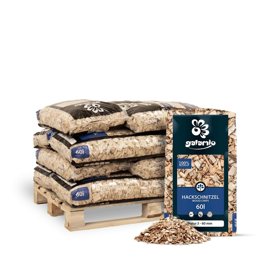 Galamio Holzhackschnitzel Natur in Braun, 720 l (12 x 60 l) - Bild 2