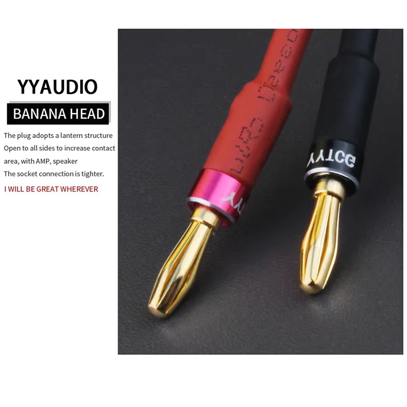 YYTCG HIFI OFC Lautsprecherkabel RCA auf Bananenstecker, vergoldet, Audiokabel für Verstärker und Soundbox - Bild 4