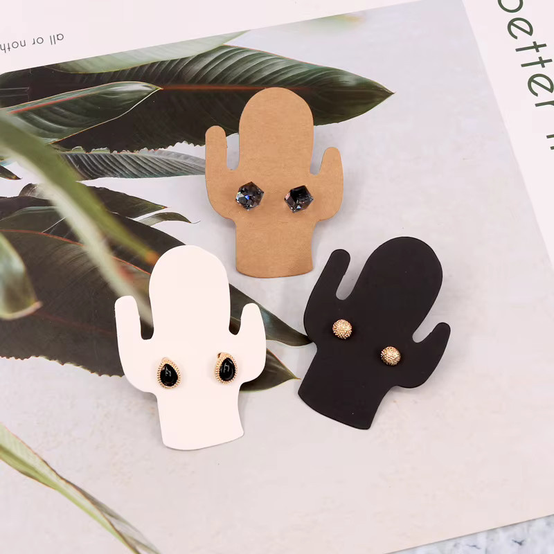 100 Stück Ohrringkarten in Kaktusform aus Papier mit selbst dichten Beuteln zur Schmuckverpackung, Mehrfarbig - Bild 4