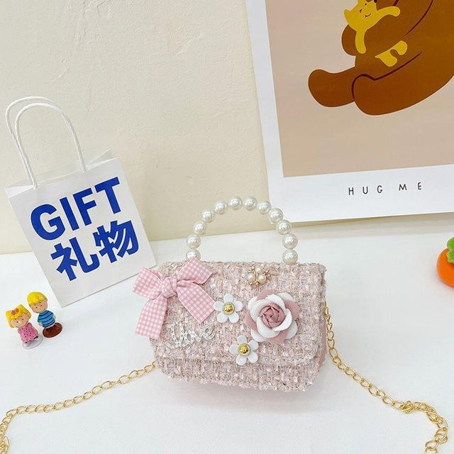 Mini-Schultertasche für Kinder, Perlenhandtasche, Schleife - Bild 1