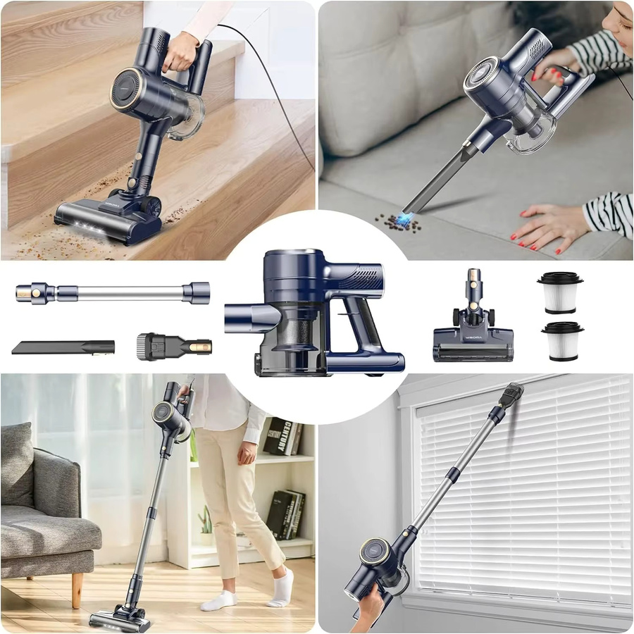 INSE I8 Kabelgebundener Staubsauger in Blau, 600 W, 25 kPa, leistungsstarker 6-in-1 Handstaubsauger für Teppiche und Tierhaare, beutellos - Bild 6