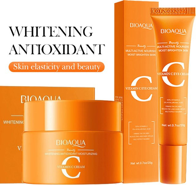 BIOAQUA Vitamin C Hautpflege-Set, Gesichtscreme und Augencreme, Unisex - Bild 1