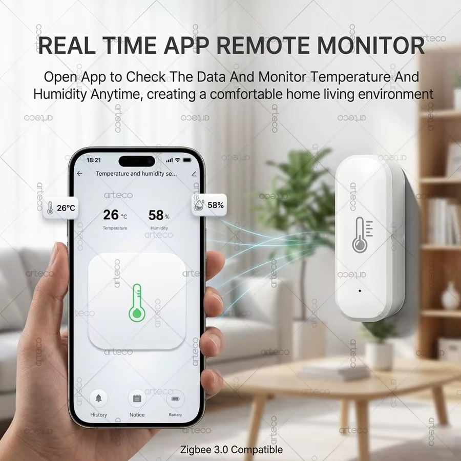 Tuya Zigbee 3.0 Temperatur- und Feuchtigkeitssensor für das Smart Home, weißes Thermometer und Hygrometer zur Fernüberwachung, kompatibel mit Smart Life und Z2M - Bild 3