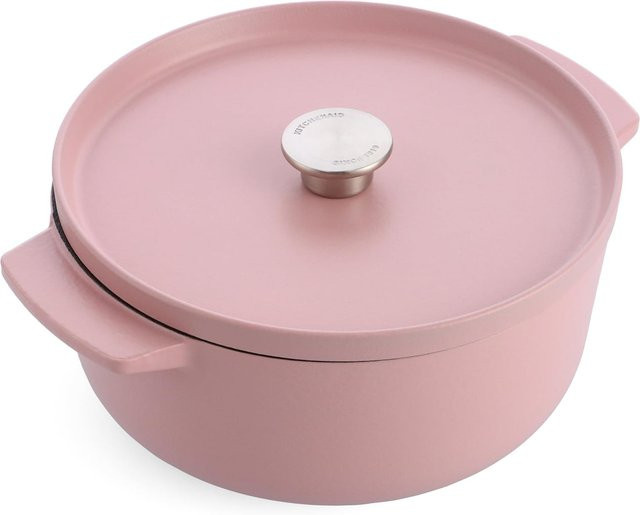 KitchenAid Bräter mit Deckel aus emailliertem Gusseisen, Rund, Pink, Durchmesser: 26 cm, Volumen: 5,2 l - Bild 1