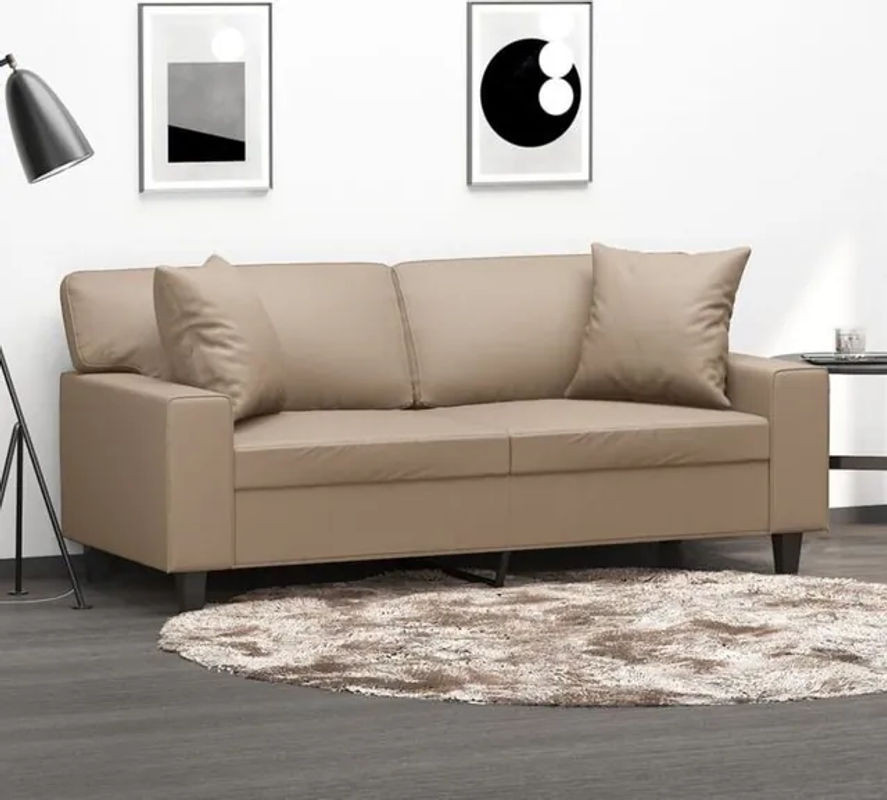 vidaxl 2-Sitzer-Sofa aus Kunstleder mit Zierkissen in Braun, Breite: 140 cm - Bild 1