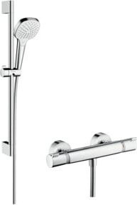 Hansgrohe Brausesystem Croma Select mit Thermostat und Regendusche in Weiß/Chrom, Höhe: 66,9 cm - Bild 1