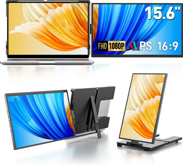 Dopesplay Tragbarer Monitor 15,6 Zoll Full HD IPS Zweiter Bildschirm in Schwarz für PC und Laptop - Bild 1
