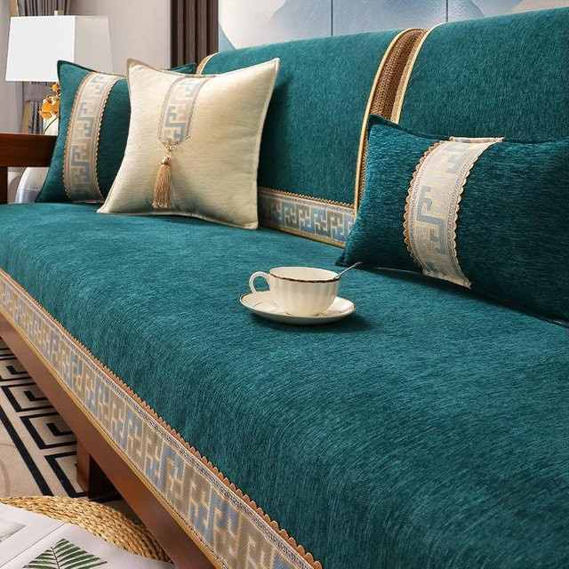 BC-Warm Home Kissenbezug im orientalischen Stil aus Chenille und Jacquard, Türkis, 45 x 45 cm - Bild 1
