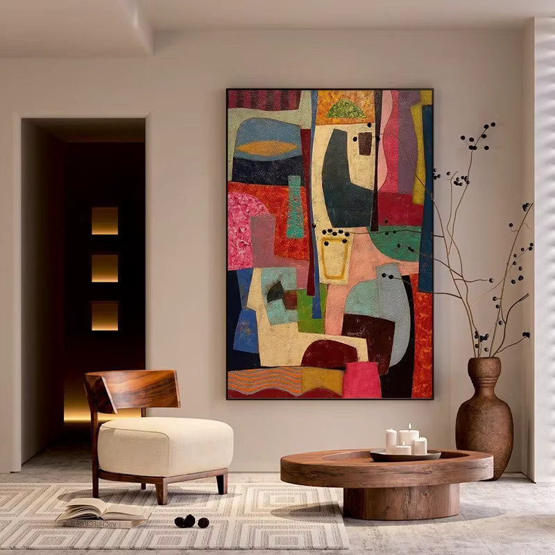 Potdemiel Abstrakte Leinwandmalerei in Mehrfarbig mit geometrischem Design für Wohnzimmer und Schlafzimmer - Bild 2