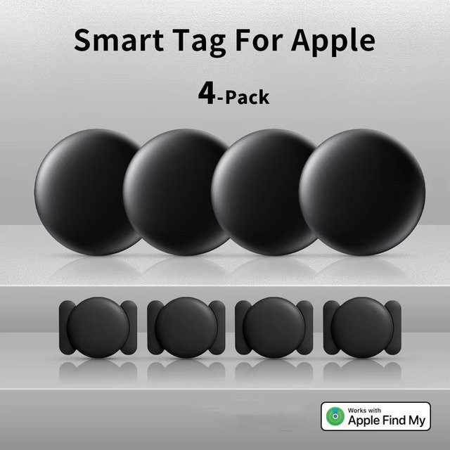 Vivilife 4er-Set Smart-Tracking-Tags für Apple Find My, Bag Finder Tracker-Kits mit starker magnetischer Saugkraft und Silikonhülle, Schwarz - Bild 1