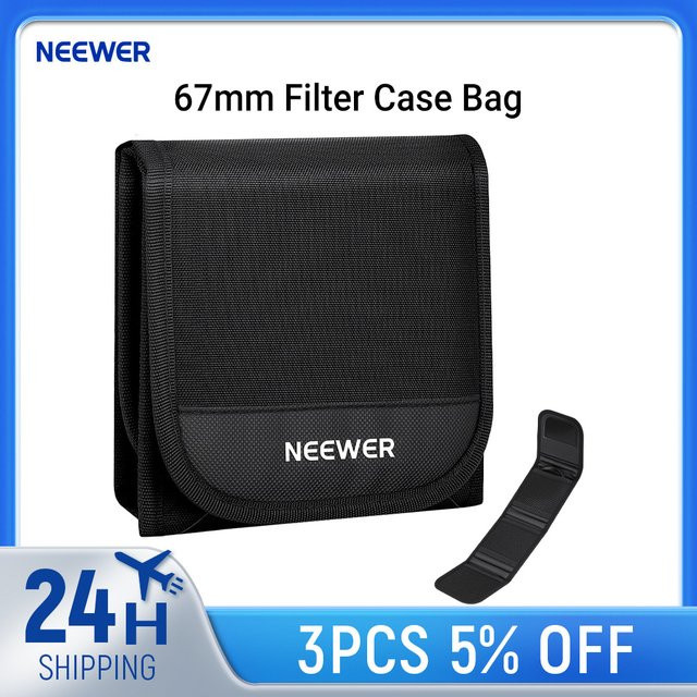NEEWER Filteretui für 67mm Filter, dreifach faltbare spritzwassergeschützte Aufbewahrungstasche, Schwarz - Bild 1