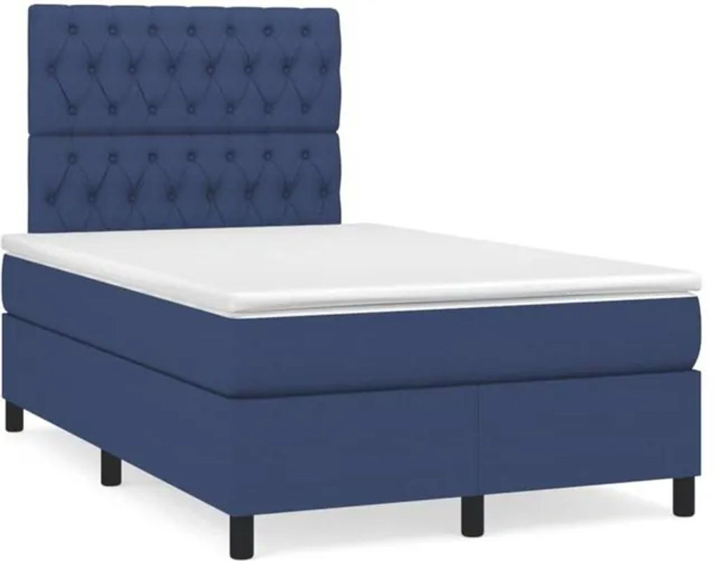 vidaxl Boxspringbett mit Matratze aus Stoff in Blau B: 120 cm, L: 190 cm - Bild 1