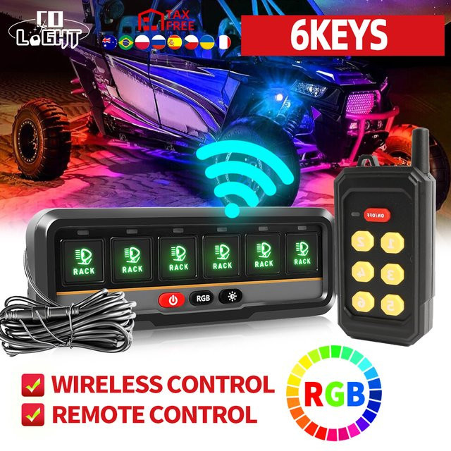 CO LIGHT 6 Slim Gang Switch Panel Bluetooth RGB Dimmer mit App und kabelloser Fernbedienung in Schwarz 12V - Bild 1