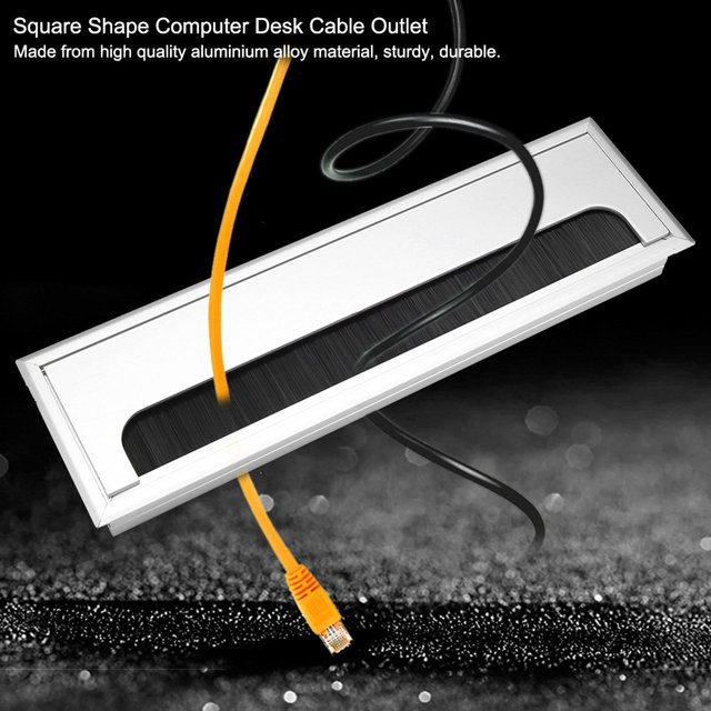 KaiSai Quadratische Aluminium Schreibtisch Kabeldurchlass Abdeckung für Computer und Outlet in Silber, B/T/H: 120 x 60 x 0,3 cm - Bild 1