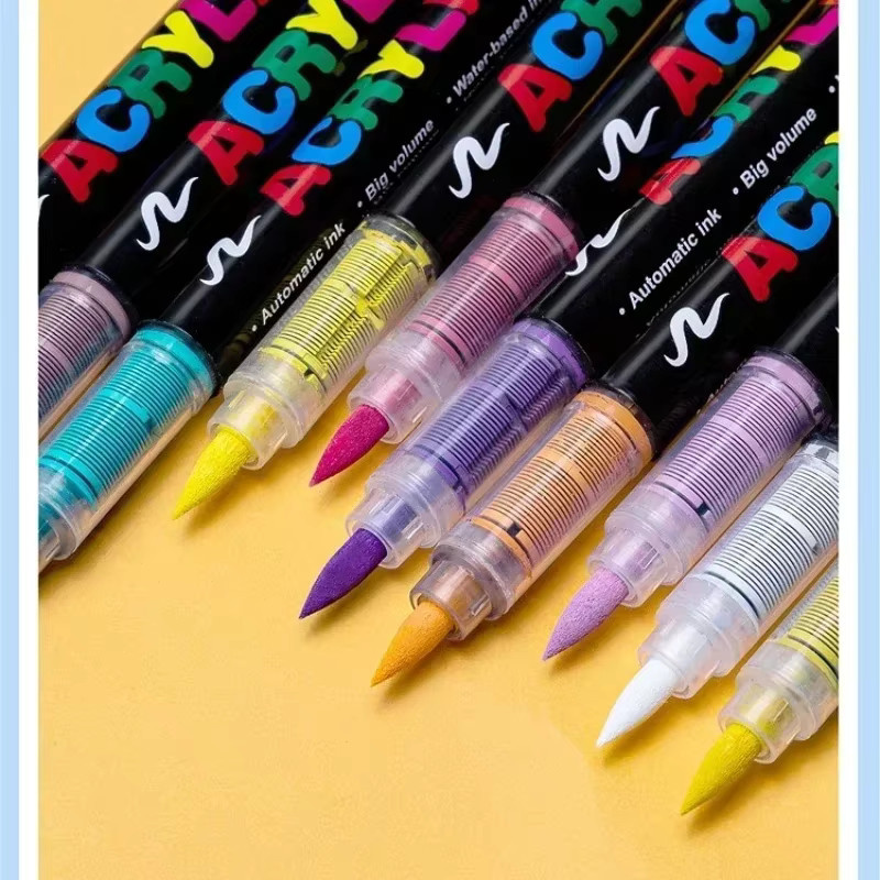 GUANGNA Acrylmarker Set mit Pinselspitze, Mehrfarbige Direktflüssige Acrylfarbstifte für Steinmalerei, Keramik und DIY Kunstprojekte - Bild 2