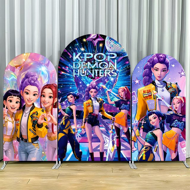 Hasbro Kpop Demon Hunters Bogenförmiger Hintergrundbezug, Mehrfarbig, Durchmesser: 50,0 cm - Bild 1