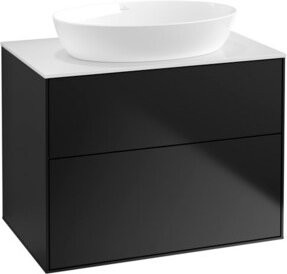 V&B Finion Waschtischunterschrank mit Wandbeleuchtung in Weiß und Schwarz, B: 80 cm, T: 50,1 cm - Bild 1