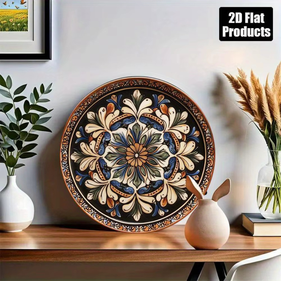 Rundes Aluminiumschild CIFBUY mit Mandala-Blumen-Design in Multicolour, Retro-Deko aus Metall, Durchmesser: 20 cm - Bild 3